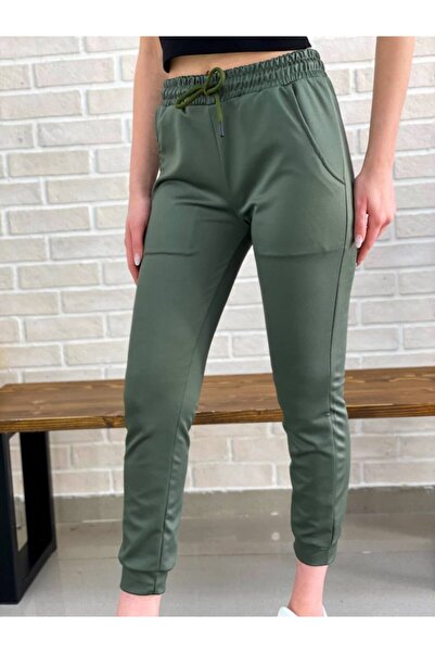 dükkan10butika Жіночі ламіновані штани-джоггери хакі