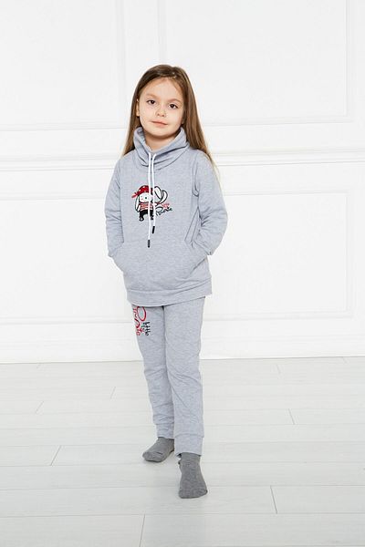 GÖKÇECİK TEKSTİL Children's Unisex Gray Melange Pirate Dog Tracksuit Kidsabu