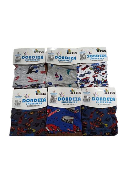 Dondeza Boxer pentru băiat din bumbac pieptănat cu model, 6 piese