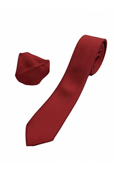 Gambocci Чоловіча червона краватка з ребристою хустинкою