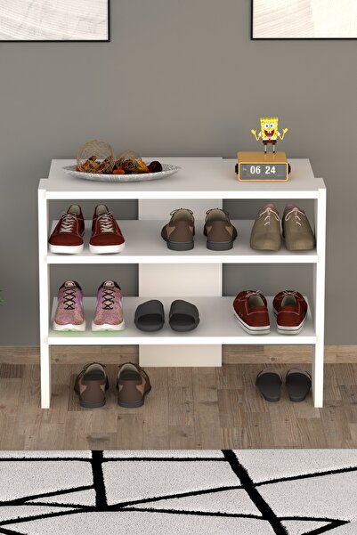 ANALİTİK MOBİLYA Vuhan Raflı Ayakkabılık Beyaz