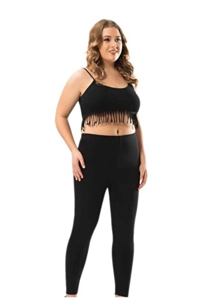 KOTA İÇ GİYİM Γυναικείο μαύρο χτενισμένο βαμβακερό μεγάλο μέγεθος (BATTAL) Ψη...