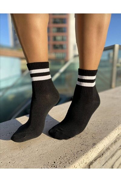 Crazy Socks Μαύρο ριγέ βαμβακερό
