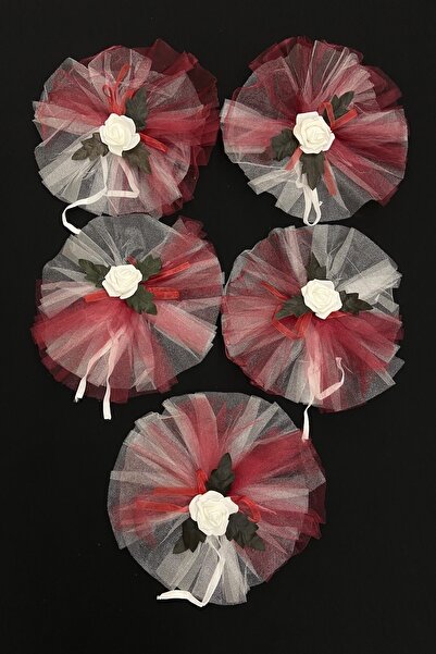 ZEYMERADE مجموعة زينة العريس والعروس باللون الأحمر الداكن 10 قطع