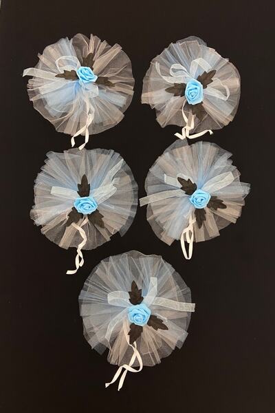 ZEYMERADE مجموعة زينة العروس والعريس باللون الأزرق الفاتح 10 قطع