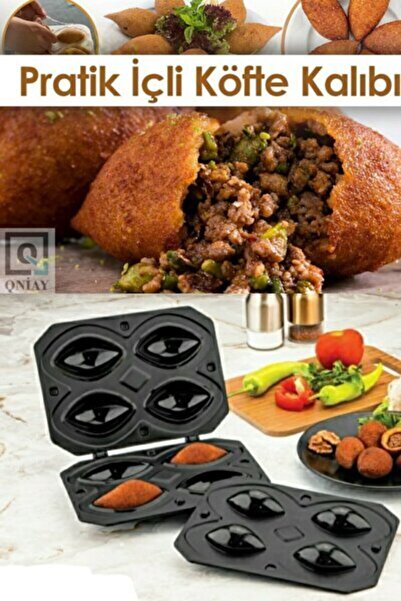 QNİAY Luxury Black 4-Piece Meatball Mold with Foldable Inner Meatball Apparatus