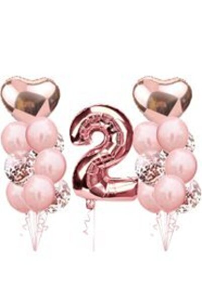 Öztürkpartievi 2 Yaş Rosegold Balon Seti