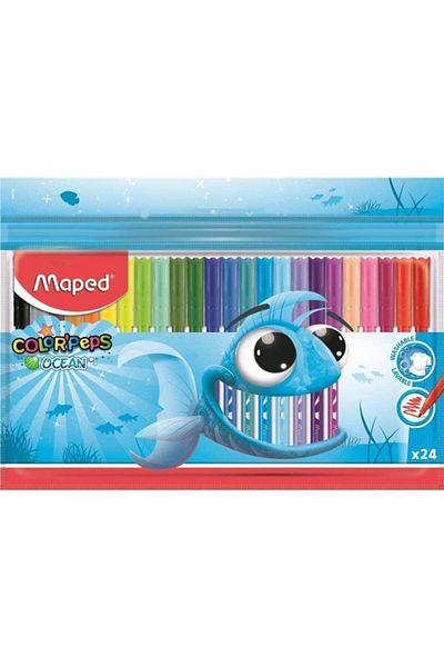 Maped Peps Ocean 24-Piece Washable Felt Tip Pen Set -845722