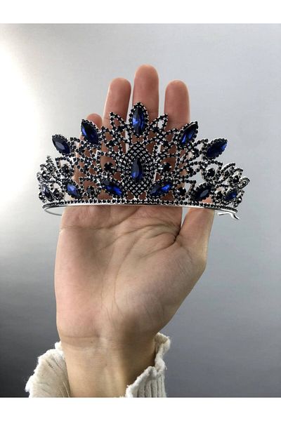 Hobigram Sophia Navy Blue Crystal Stone Henna και νυφικό στέμμα – κορδέλα μαλλιών, κομψό σχέδιο, γυναικείο αξεσουάρ