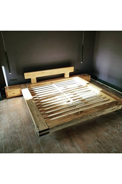 MORCEVİZ Özel Tasarım Tamamen Dolu Küp Kütük Japon Yatak Platform