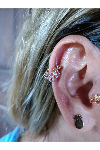 Arescollection Cerrahi Çelik Rosegold Helen Kıkırdak Conch Kulak Memesi Piercingi