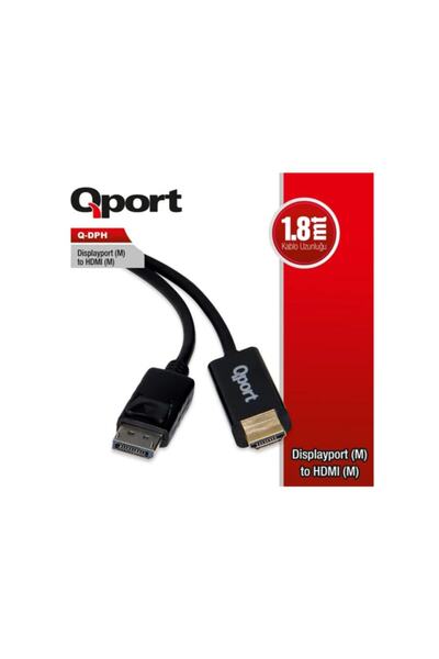 Qport Q-dph Display Port(M) To Hdmı(M) 1.8 Mt Kablo Dönüştürücü