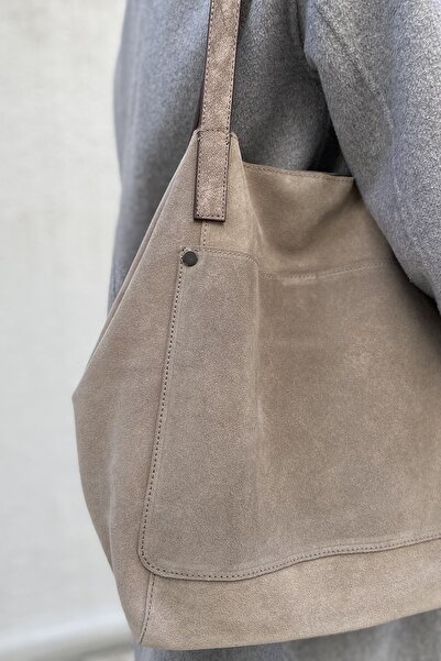 Ysmn Genuine Leather Suede Women's Shoulder Bag Mink Yc011992hsd