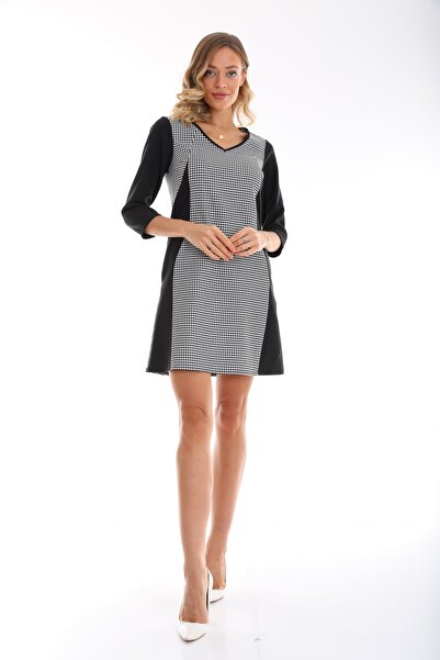 etselements Μίνι φόρεμα γραφείου με λαιμόκοψη V με μανίκια τριών τετάρτων