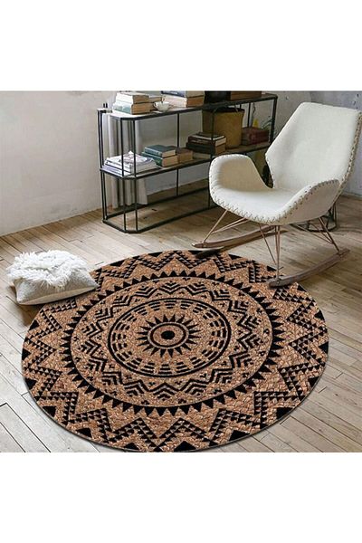 Bonny Home Jute Round Wicker Rug - Living Room and Kitchen Rug Ks-1018