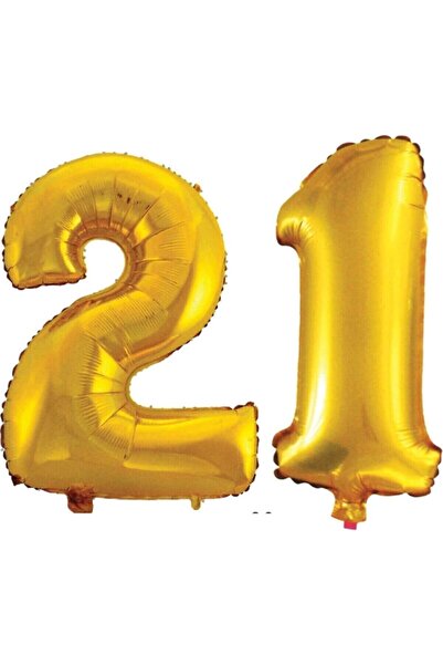 BEST PARTİ DOĞUM GÜNÜ PARTİ SÜSLERİ بالون فويل رقم 21 سنة، ذهبي، 40 بوصة، 100 سم