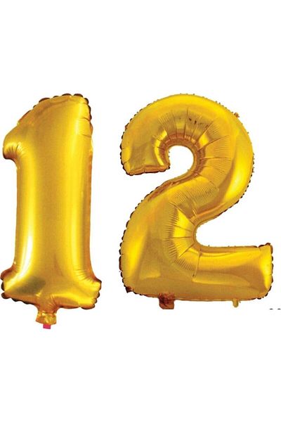 BEST PARTİ DOĞUM GÜNÜ PARTİ SÜSLERİ 12 Year Old Number Foil Balloon Gold 40 Inch 100 Cm