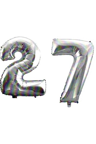 BEST PARTİ DOĞUM GÜNÜ PARTİ SÜSLERİ 27 Years Number Foil Balloon Silver 40 Inch 100 cm
