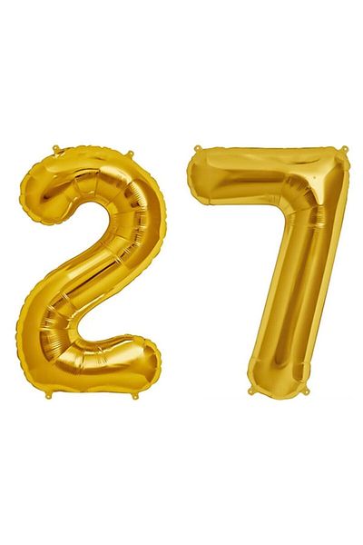 BEST PARTİ DOĞUM GÜNÜ PARTİ SÜSLERİ 27 Years Number Foil Balloon Gold 40 Inch 100 cm
