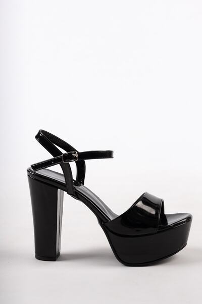 Diardi حذاء سهرة نسائي أسود من الجلد اللامع