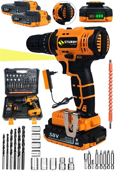 Sturdy Japon Technology 58v 8ah Kl87 Darbeli Metal Şanzıman Şarjlı Çift Akülü...