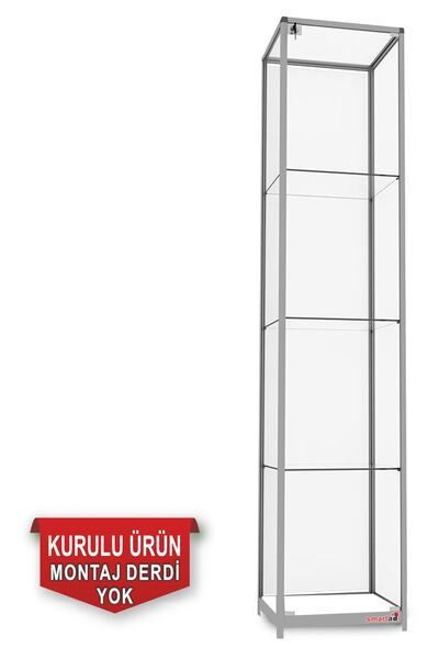 Nurline Camlı Vitrin - Camlı Dolap - Camlı Koleksiyon Vitrini - Cam Raf - Kur...