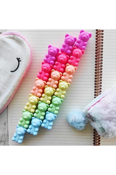 Adil Baba Sevimli Ayıcık Fosforlu 5li Keçeli Kalem Seti