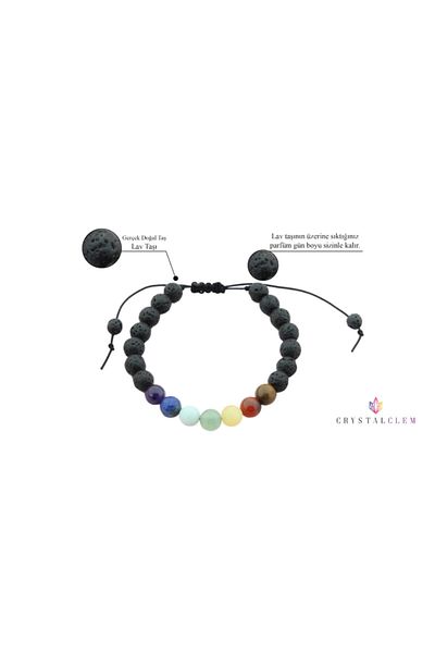 Crystalclem 7 Chakra Natural Stone Bracelet - Lava Stone