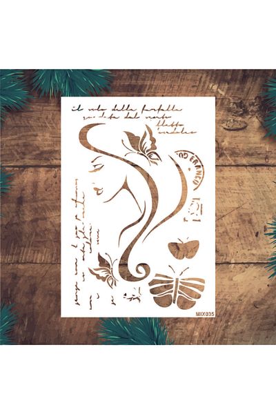 STENCİLTASARIM Stencil Design Mix035 Mix Pattern - Decorative Wall, Item, Tile, Fabric Painting Templates 21x30 Cm