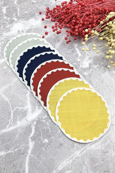 WEARE2 4 culori, șervețele de cocktail rotunde brodate, pachet de 8