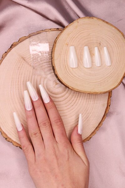 MUJGAN 12'li Düz Beyaz Renk Takma Tırnak T45