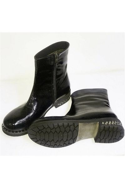 İriadam Nr1332 Black Wrinkled Patent Leather Warm Lined Comfortable Women's Large Size Boots