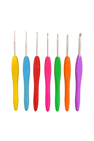 Nazarone Set de croșetat cu mâner din silicon (numerele 2 - 2,5-3-3,5-4-4,5-5) 7 croșete