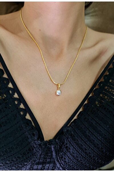 WONDER TOUCH 24k Altın Kaplama Minimal Inci Kolye,minik Inci Kolye,ince Yılan...