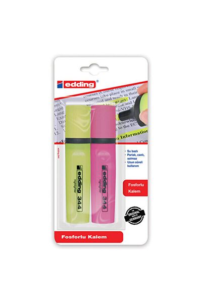 Edding Phosphorescent Pen 2-Pack Blister Yellow Pink