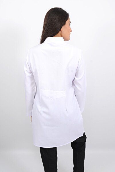 Lobby Uniform Kadın Uzun Kollu Hakim Yaka Beyaz Alpaka Doktor Hemşire Eczacı Laborant Veteriner Öğretmen Önlüğü