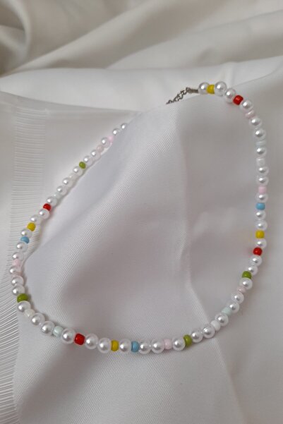 ab tasarım Renkli Incili Tasarım Kolye