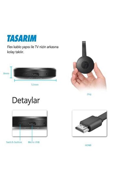 Bluewhite 4 K Destekli Kablosuz Her TV İle Uyumlu Ekran ve Ses Yansıtıcı