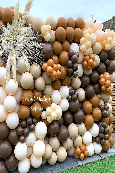Trend Hediye Sepeti Pastel Chocolate Caramel Sea Sand Milk Coffee 100 Pieces Balloon Chain Retro