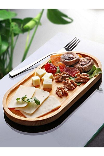 Pembelia Life 26 Cm Natural Wooden Presentation Plate & Oil Can Coaster