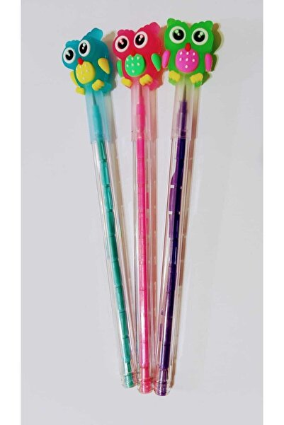 sevgi kırtasiye Yumurtlayan Kurşun Kalem Baykuş Desenli 3 Lü Set