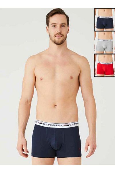 U.S. Polo Assn. Us Polo Assn Ανδρικό γκρι μελανζέ -κόκκινο - Navy Blue 3 Piece Boxer 80431