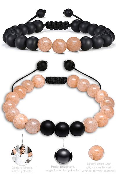 Tesbih Atölyesi Natural Calcite Limestone Onyx Natural Stone Bracelet Set