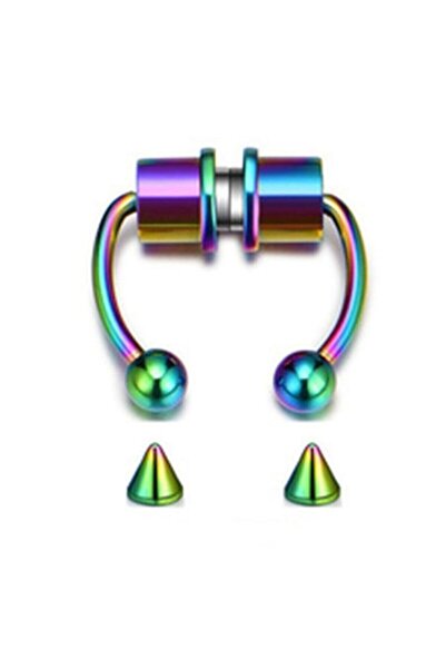 TÜKKAN ACCESSORİES Hologram Mıknatıslı Burun Piercing Fake Piercing Sahte Sep...