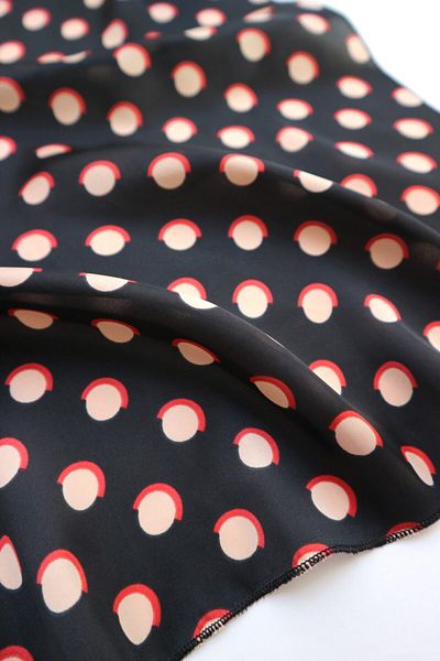 THE MOON Retro Circle Pattern Black Silk Satin Scarf