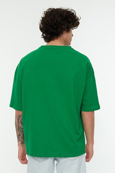 Trendyol Collection Oversize/široký střih Crew Neck Krátký rukáv City Print 100% bavlna Tričko TMNSS20TS1102