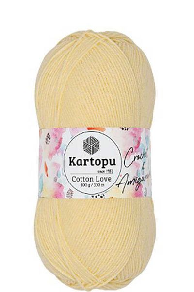 Kartopu Κίτρινο 49% βαμβακερό νήμα πλεξίματος Pale Cotton Love - K331