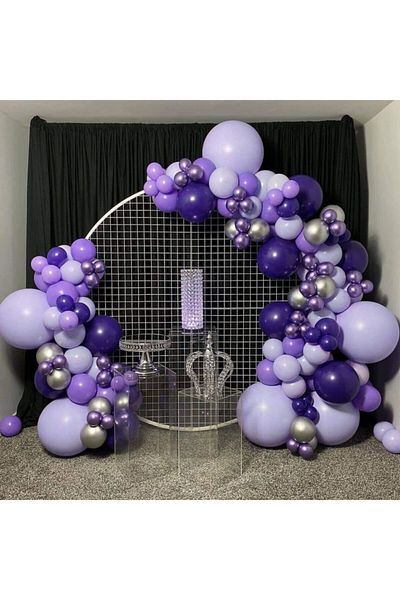 Party City 100Pcs Pastel Lilac and Purple Chrome Silver Balloon Chain - Macarons