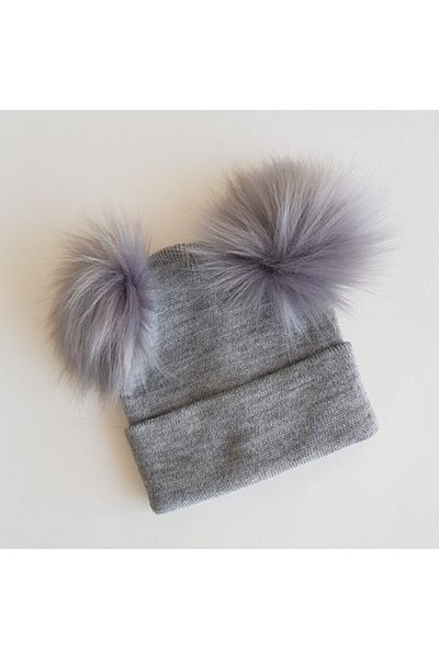 Mimol Bebek Double Pompom Knitwear Baby Kids Beanie
