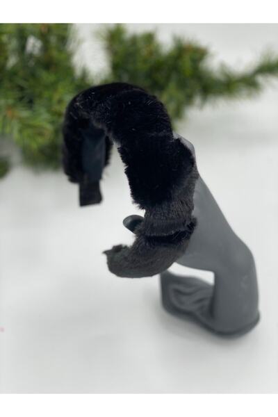 QUEEN AKSESUAR Coroană cu noduri din pluș moale și pufos negru